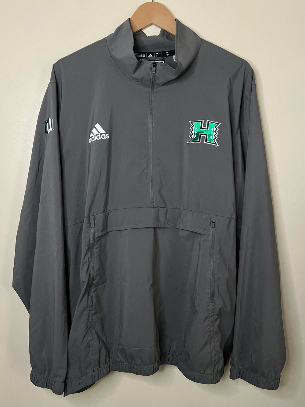 Adidas Hawaii Warriors Stadium 1/4 Quarter Zip Lightweight Woven Jacket L